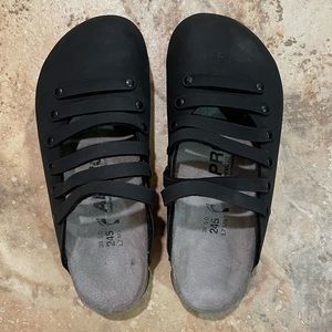 Birkenstock Alpro Black Strappy Clogs Size 38 Narrow US 7-7.5